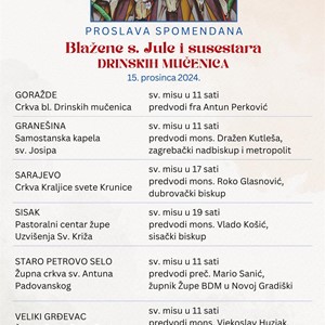 Nadbiskup Kutleša predvodi misno slavlje o spomendanu blažene s. Jule i susestara Drinskih mučenica