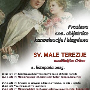 Proslava 100. obljetnica kanonizacije i blagdana svete Male Terezije u Karmelu u Brezovici