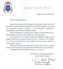 Kardinal Bozanić poslao pismo sućuti pariškom Nadbiskupu