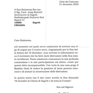 I papa emeritus Benedikt XVI. izrazio blizinu žrtvama potresa