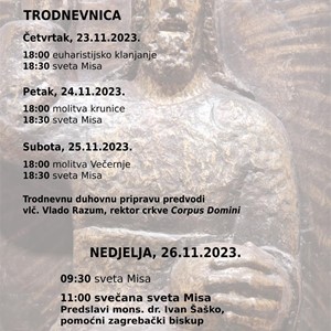 Treći dan trodnevnice uoči proslave župne svetkovine Krista Kralja u zagrebačkoj župi Trnje