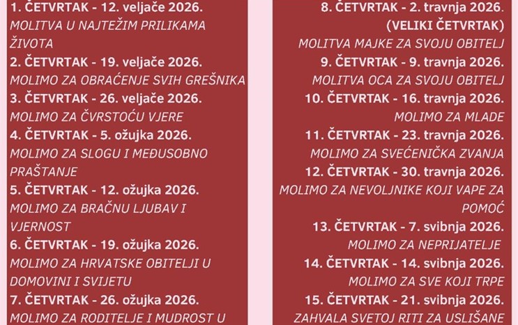 15 četvrtaka sv. Riti u Župi Svih svetih u Sesvetama